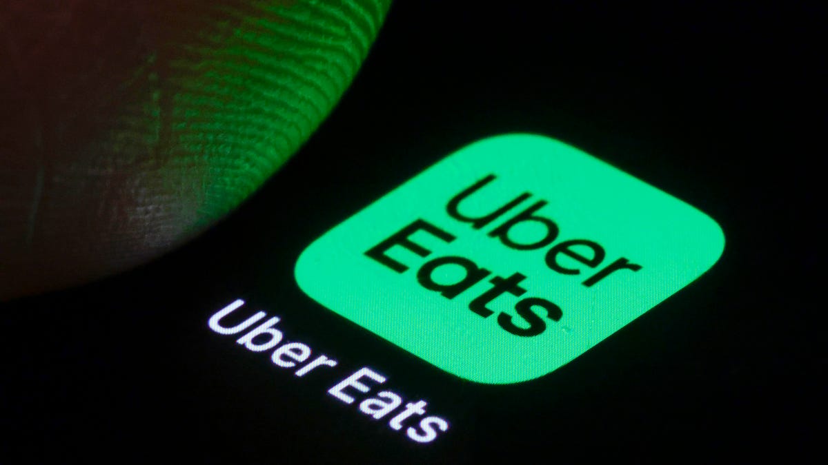 Uber Eats app logo on a phone