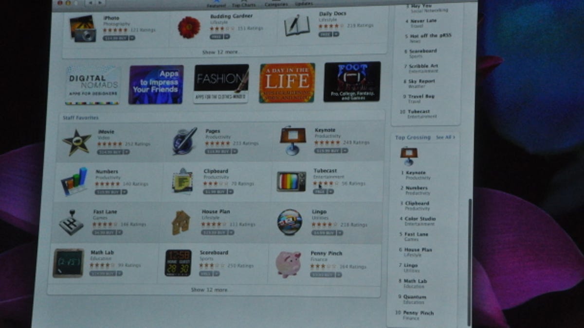 The Mac App Store being unveiled at an Apple event in October.