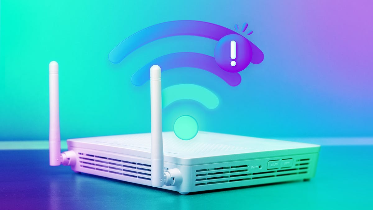 Wi-Fi router on a green and blue background