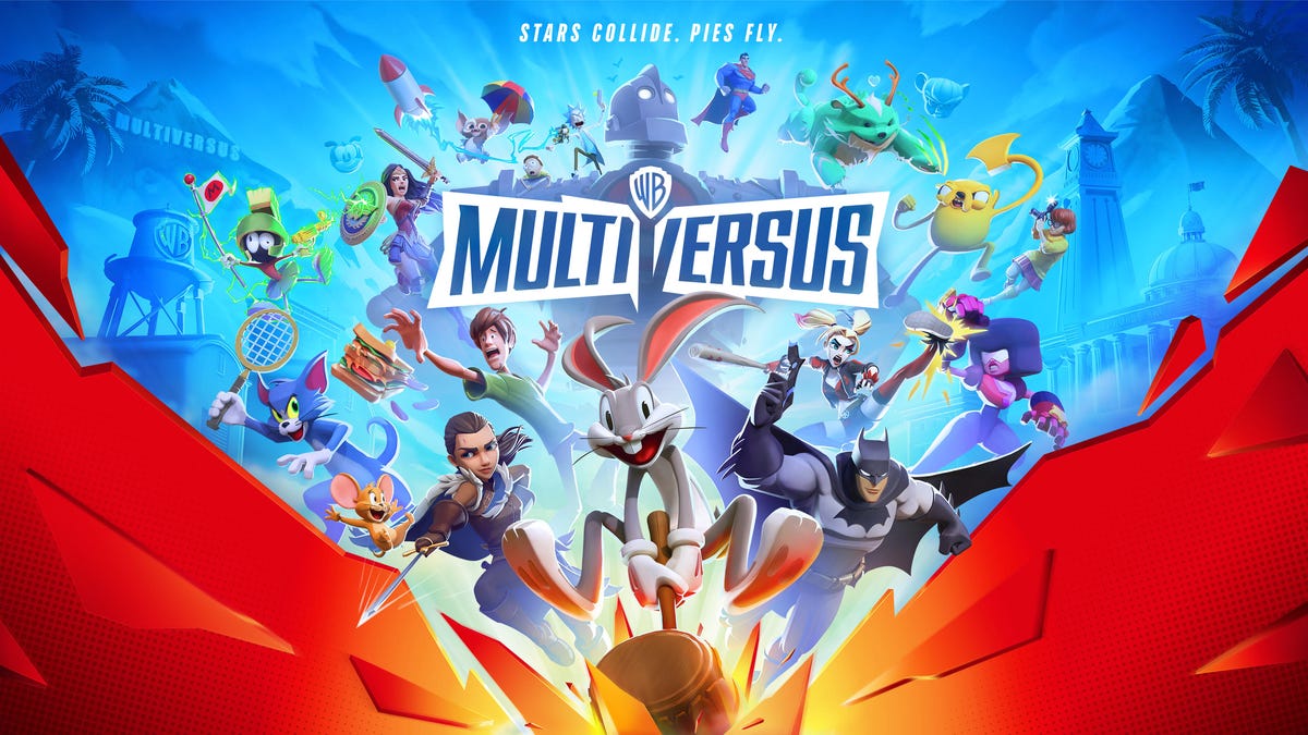 Artwork of all MultiVersus characters fighting