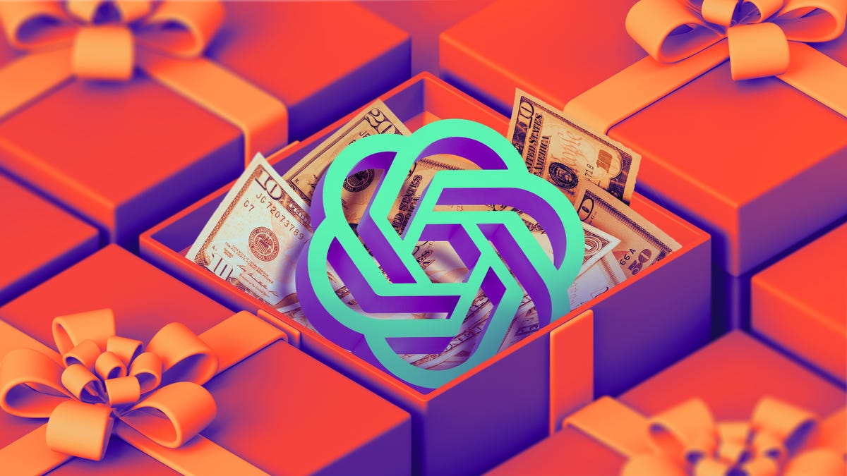 ChatGPT logo in a gift box of money