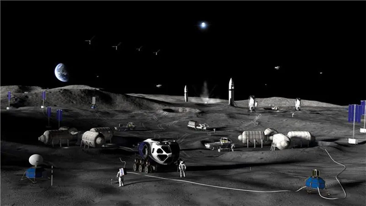 An artist's concept of what a moon base might look like