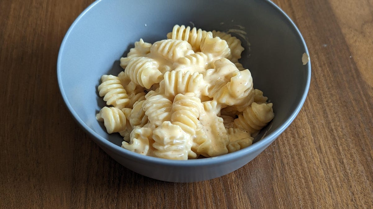 a creamy bowl of mac and cheese