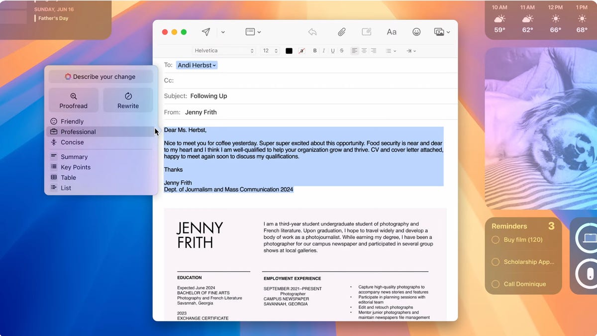 apple intelligence rewrite feature