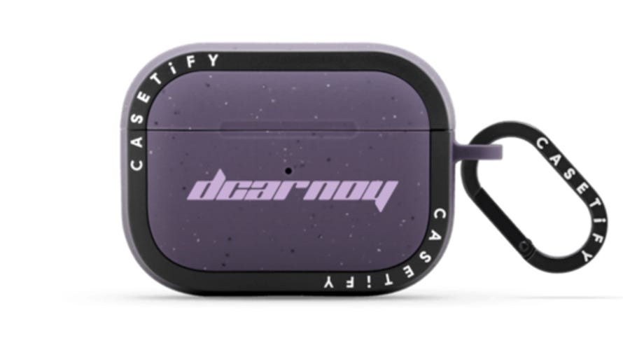 The Casetify Ultra Impact AirPods Pro 2 case can be customized with your name