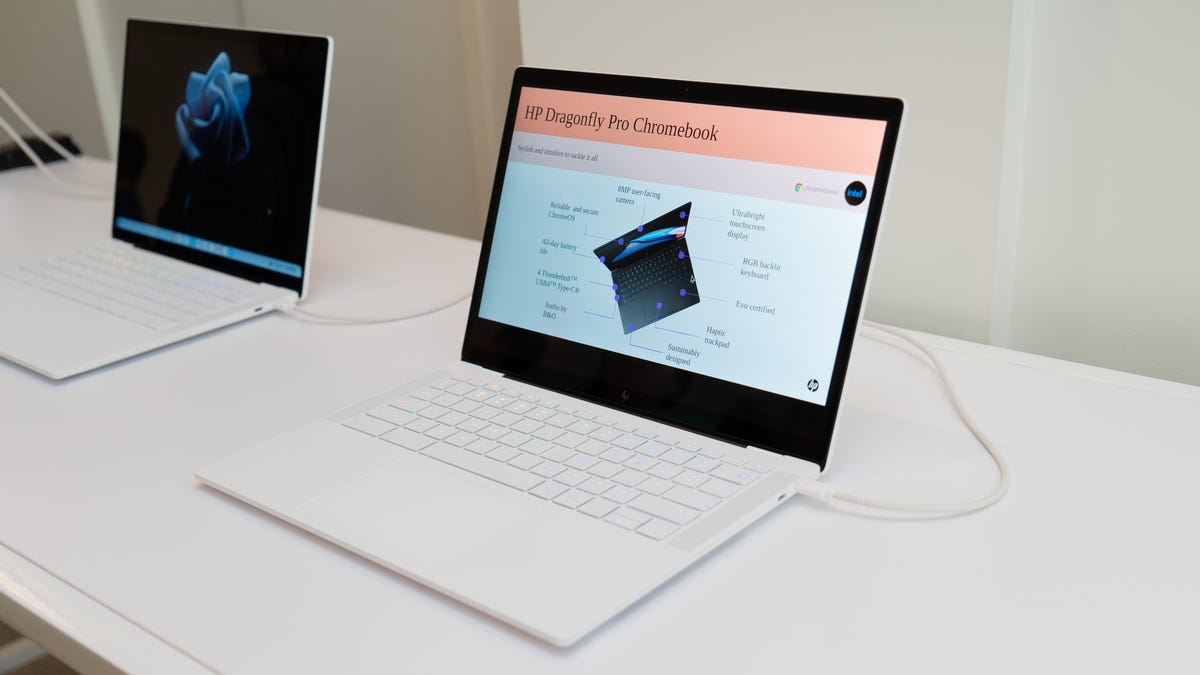 The Dragonfly Pro Chromebook on display