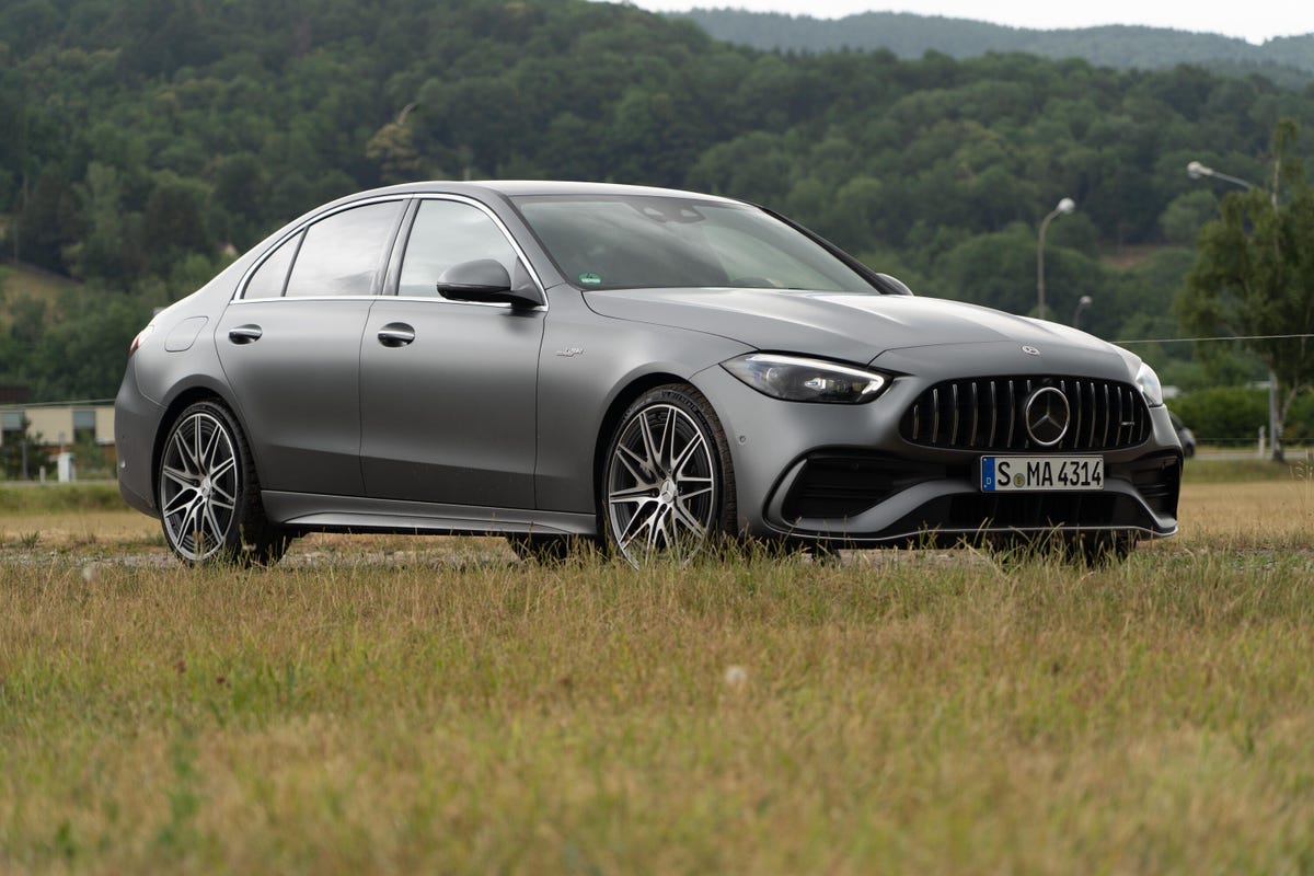 2023 Mercedes-AMG C43 sedan with Selenite Gray Magno matte paint