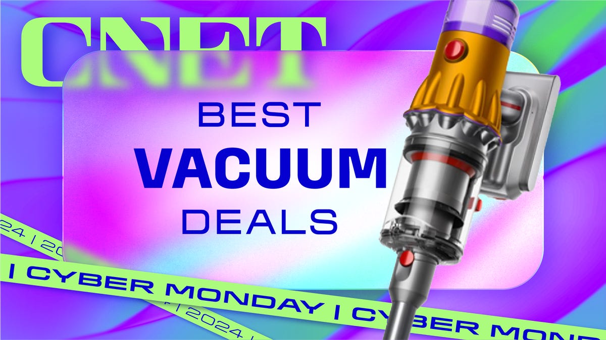 CNET logo with the text "Best Vacuum Deals Black Friday" and a Dyson vacuum in the foreground