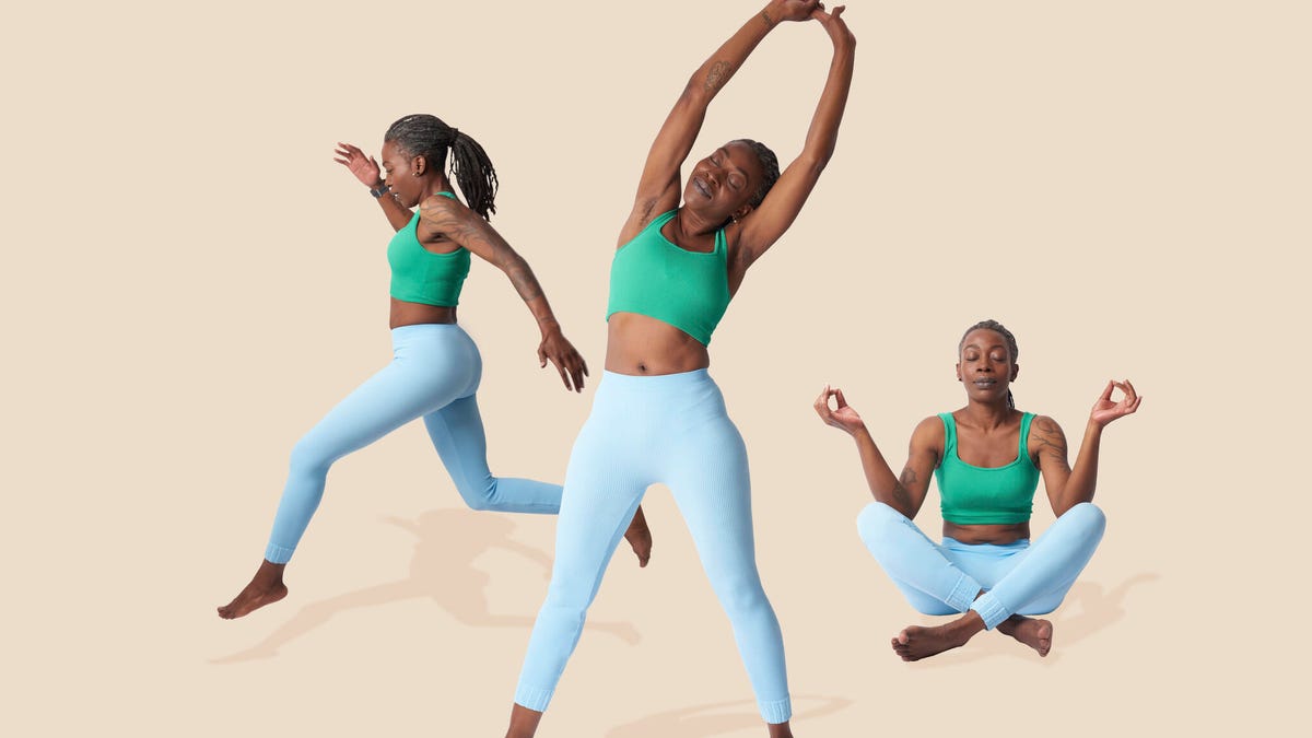 Woman in various exercise poses.