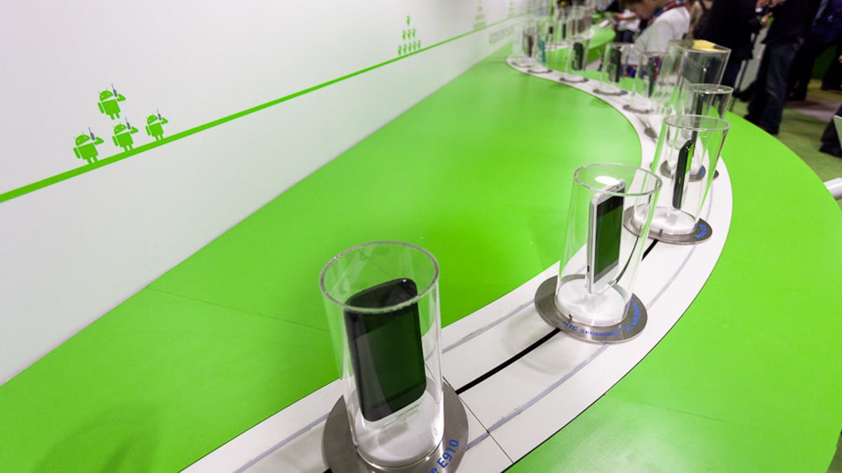 Google showed dozens of Android devices from the mobile operating system's history at Mobile World Congress.