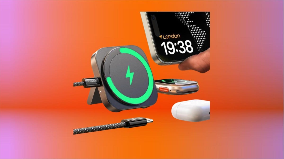 Lisen MagSafe charger on orange background