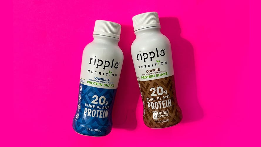 bottles of ripple protein shakes