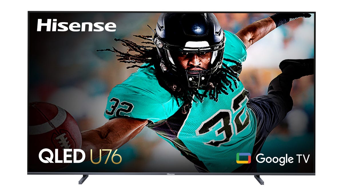 Hisense U76N TV showing a football player