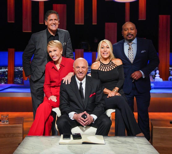 Shark Tank judges Mark Cuban, Barbara Corcoran, Kevin O'Leary, Lori Greiner, Daymond John