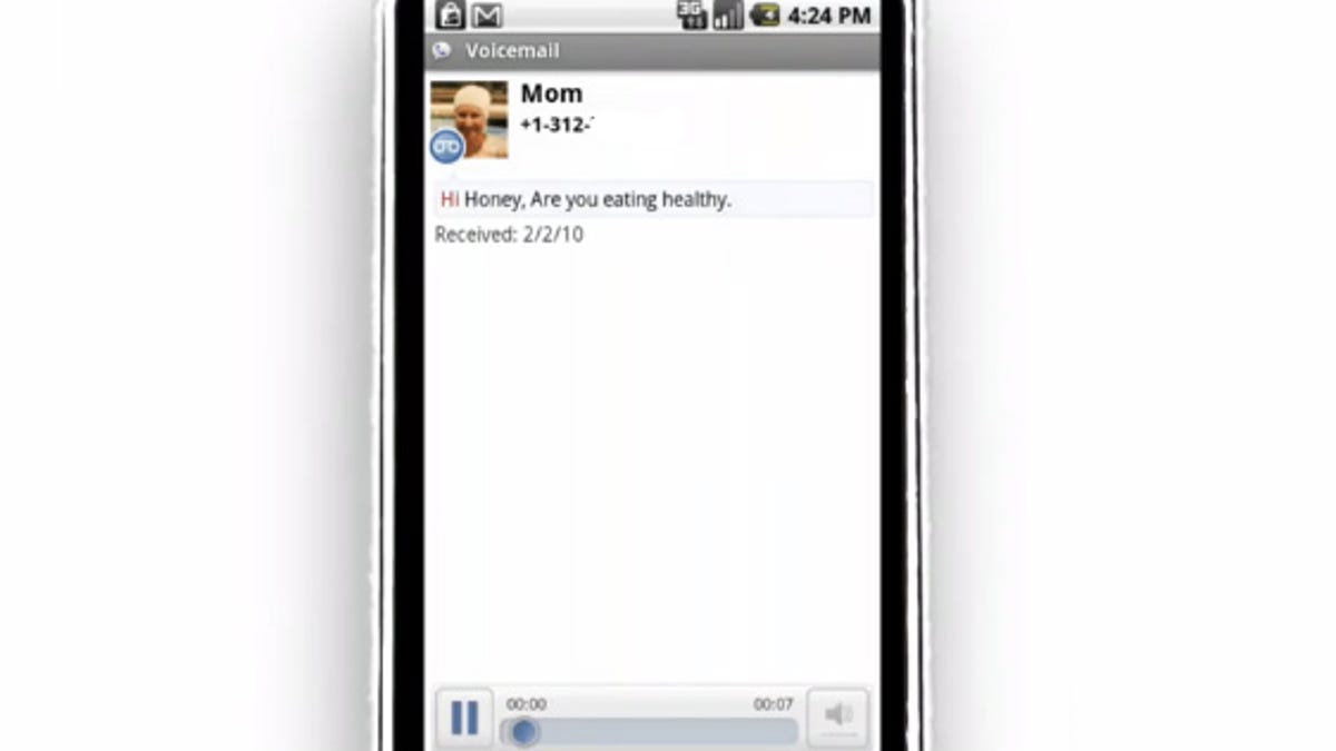 Google Voice transcription