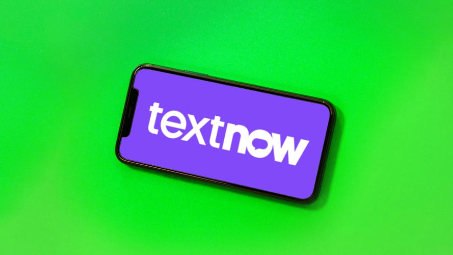 Textnow logo on a phone