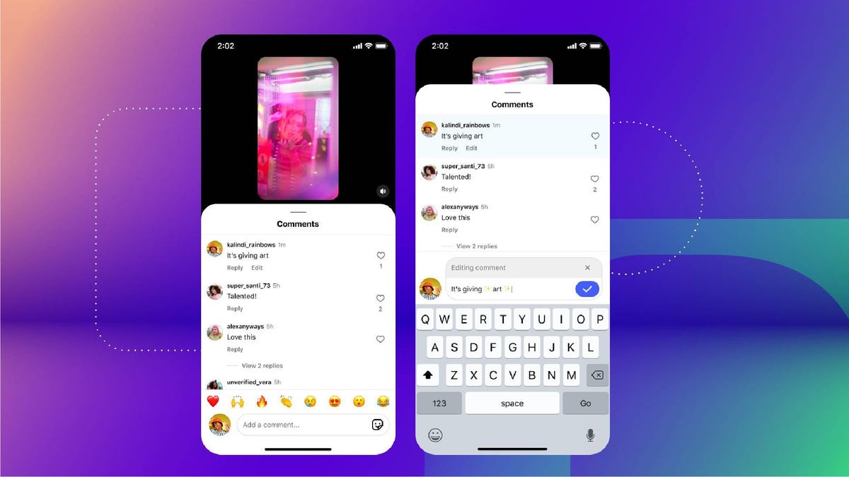 A comment being edited on a phone screen