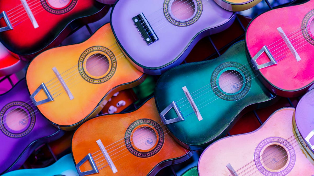 colorful guitars were on public display