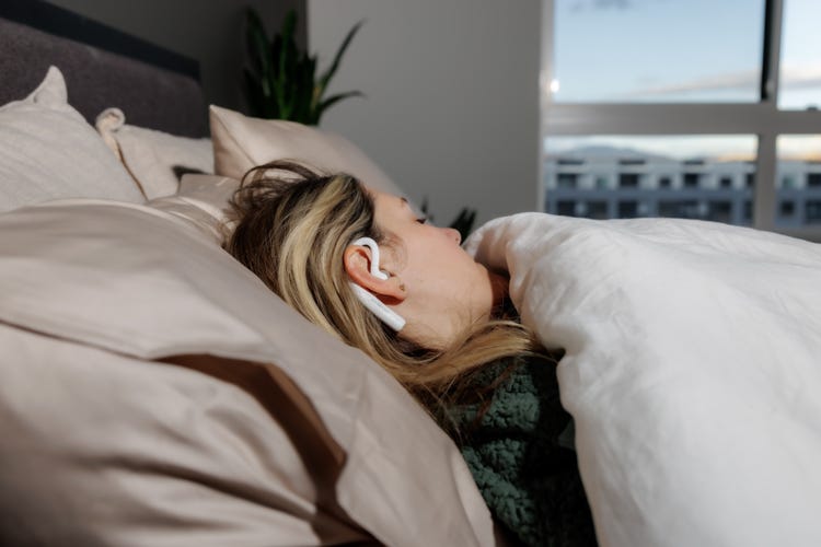 Sleeping while wearing the SoundOff Sleep Earbuds