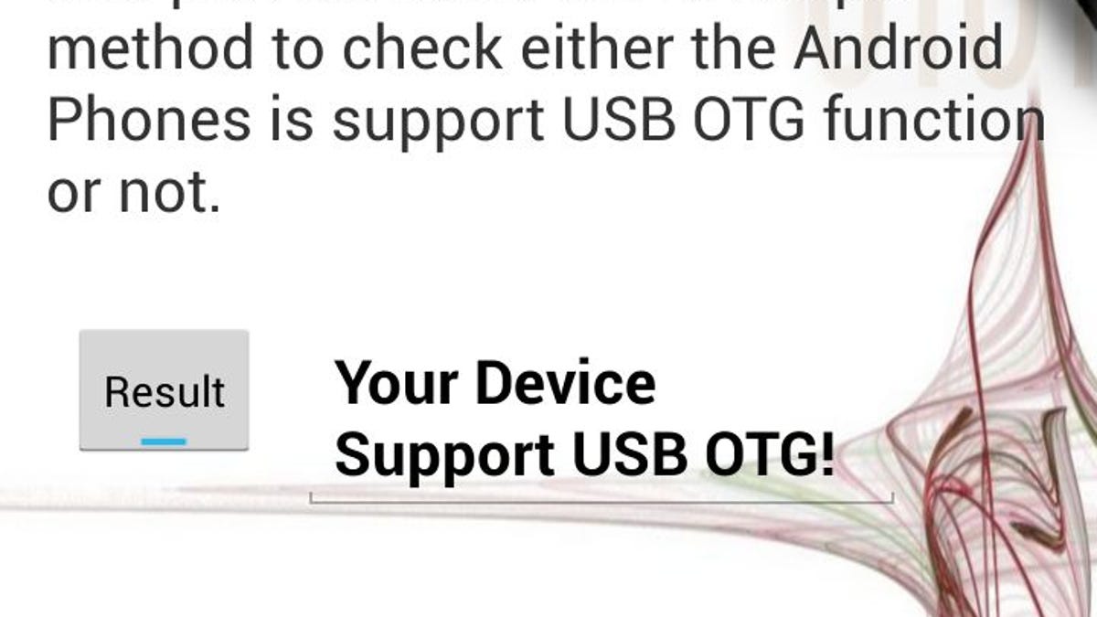 USB OTG Checker correctly identified the Moto X as supporting USB OTG.