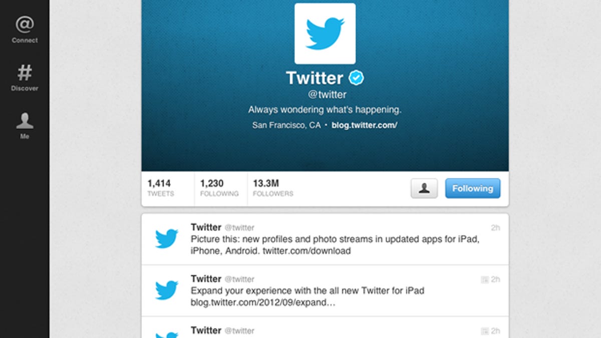 Twitter's new iPad app lets you add a header image in the background.