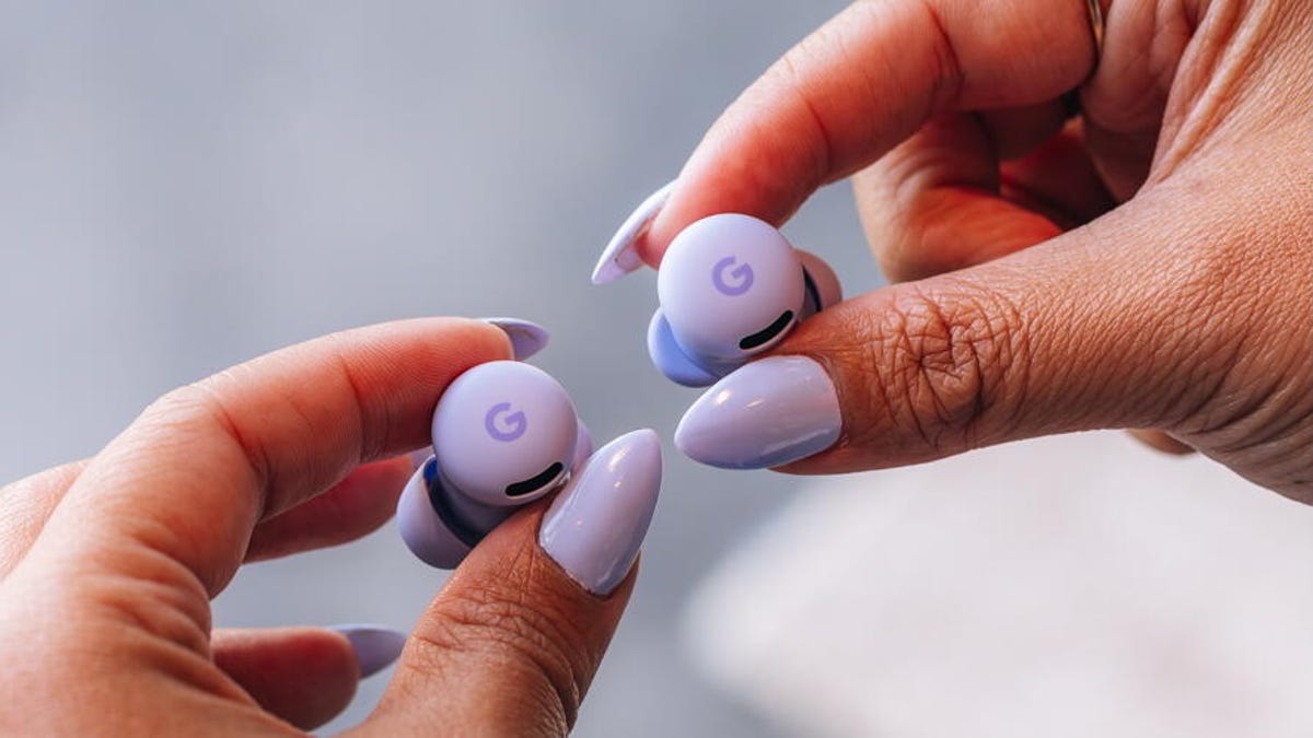 The Google Pixel Buds 2A in iris.