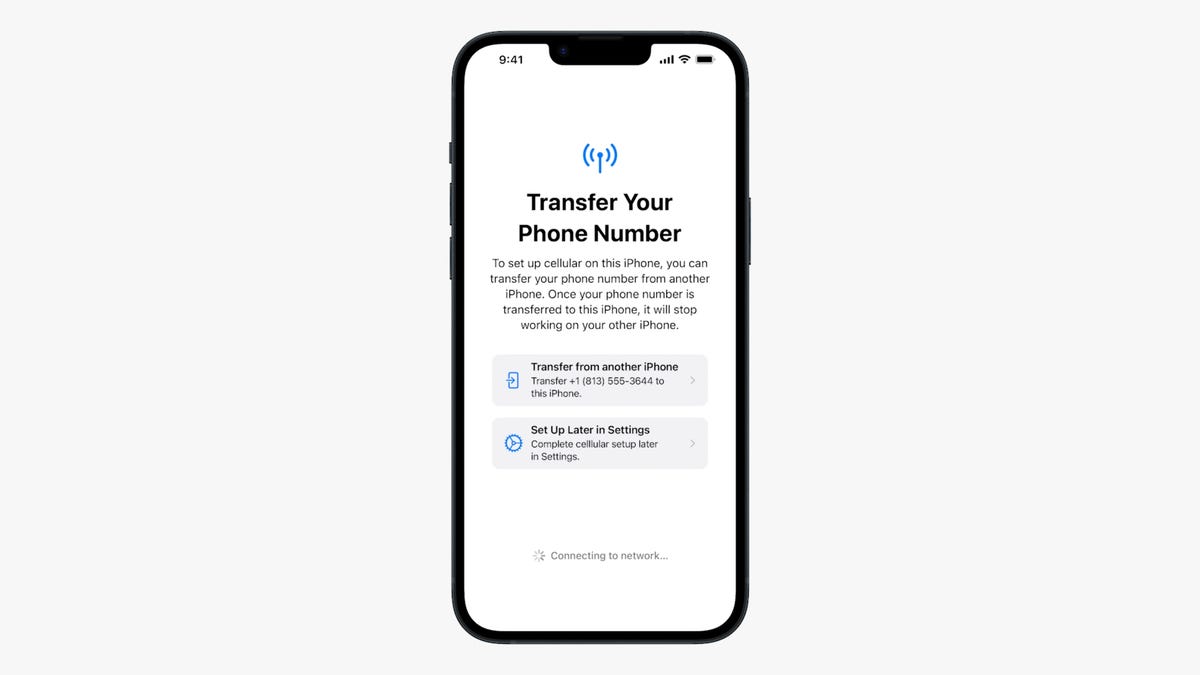 Apple iPhone 14 eSim menu