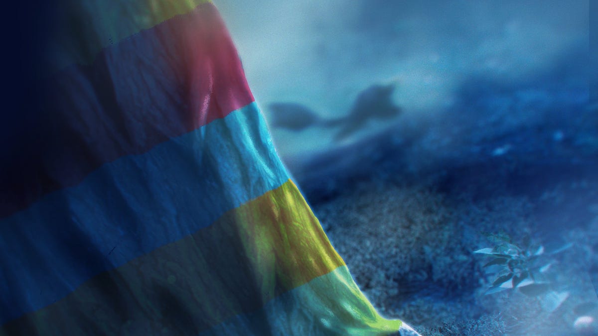 Pokemon silhouette running behind a painted tree