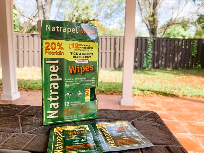DEET-free insect repellent wipes Natrapel picaridin wipes