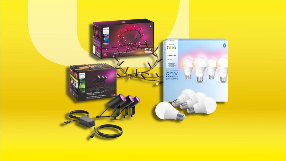 Philips Hue lights on a bright background