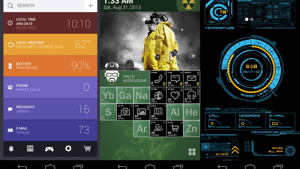 Some of the Android skins that Themer had released.