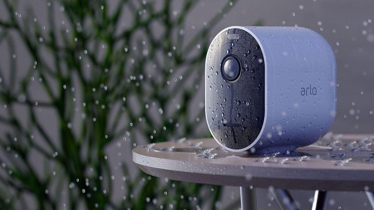 Arlo Pro 4 camera in the rain.