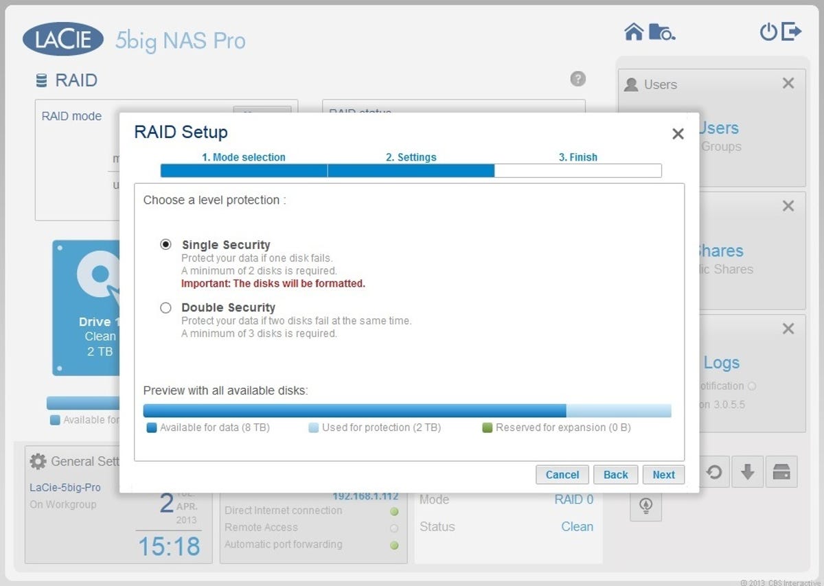 LaCie's SimplyRAID allows for redundancy against single- or double-drive failure.
