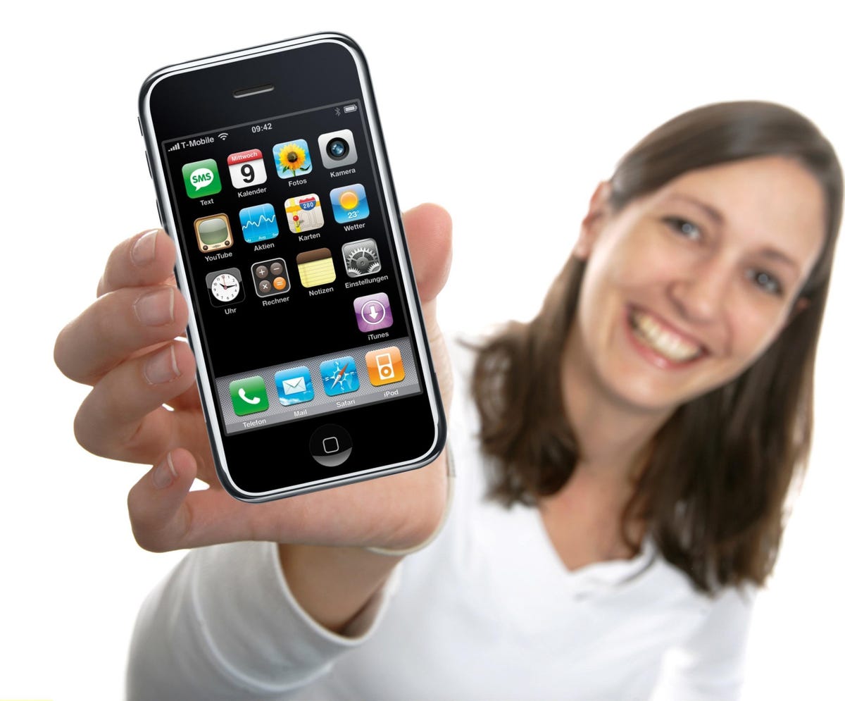 Young woman with Apple iPhone