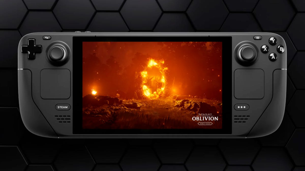 a steam deck playing elder scrolls oblivion