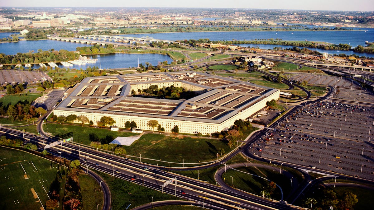Aerial view of a military building, The Pentagon, Washington DC, USA