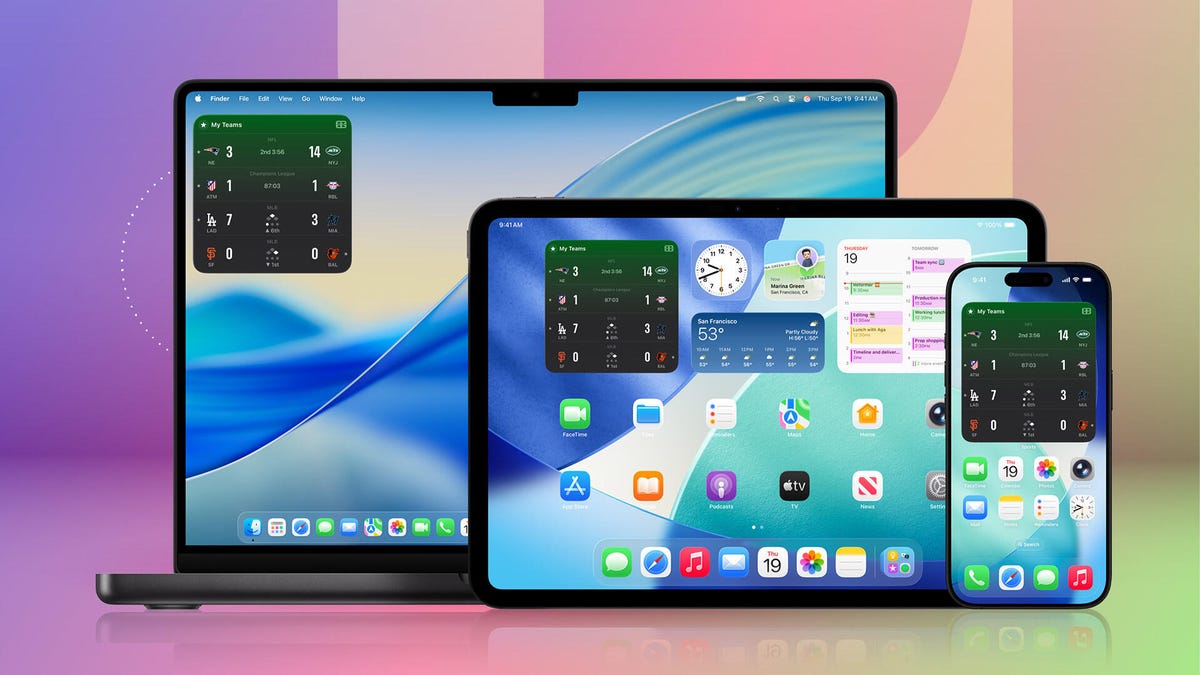 apple devices showing apple sports app widgets on screen