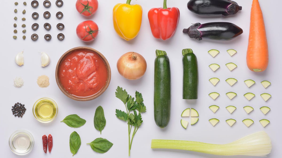 fruits and vegetables on white background