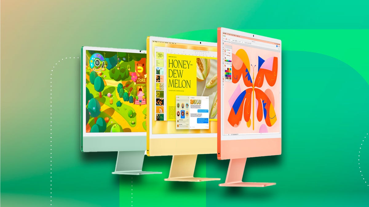 M4 Apple iMac in green, yellow and orange