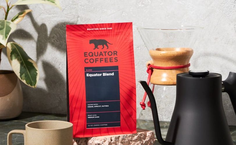 coffee bag on table with pour over device