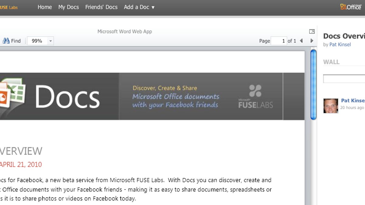 Docs.com Microsoft Facebook