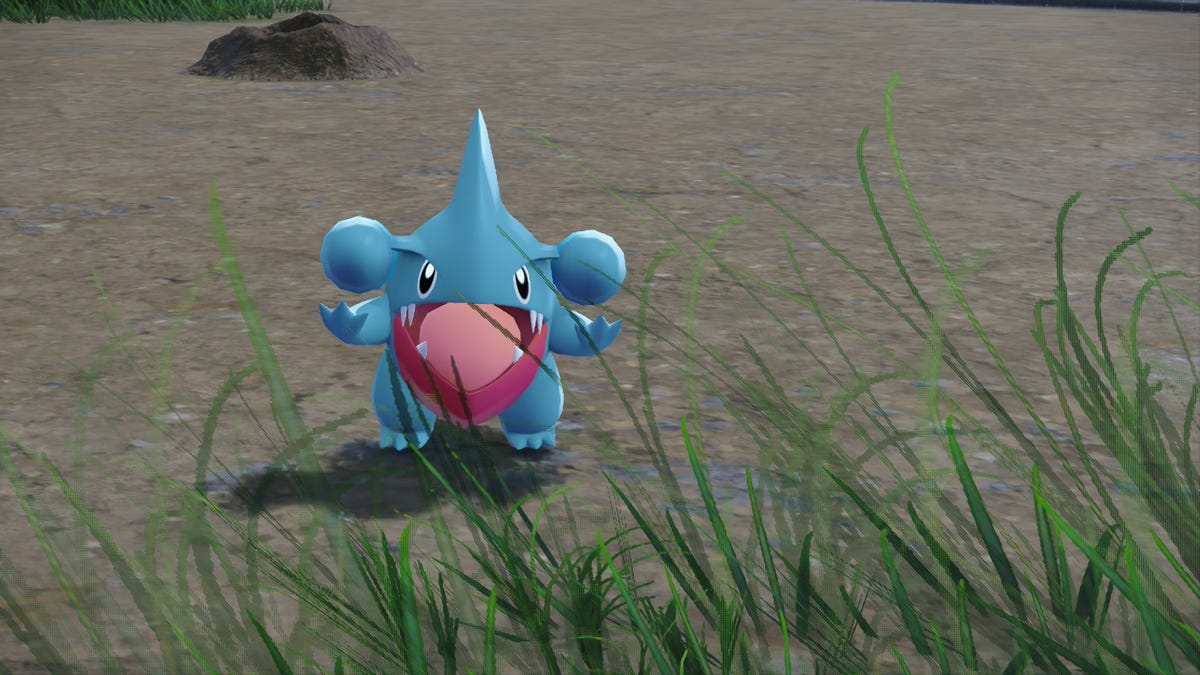 pokemon legends z-a in-game screenshot with a gible that's spawned in wild zone 8