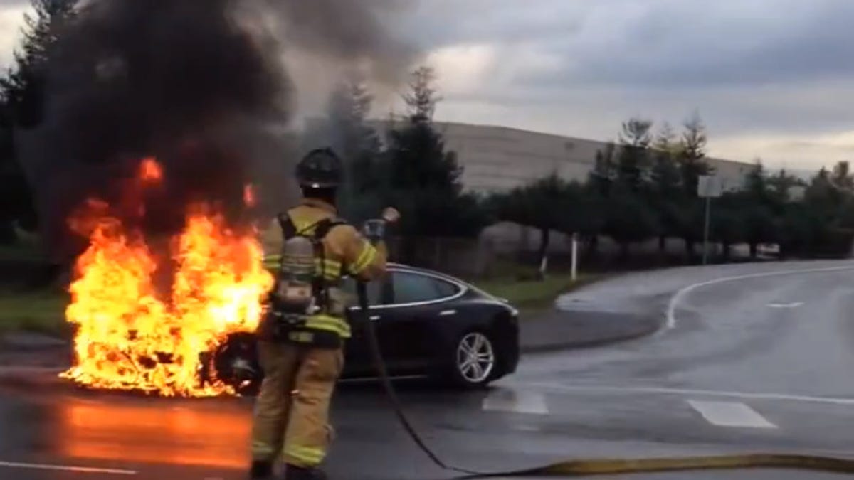 Burning Tesla Model S