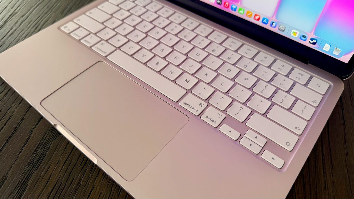 MacBook Neo color-matched keyboard in blush