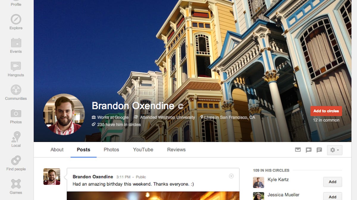 The new Google+ profile pictures feature larger cover photos.