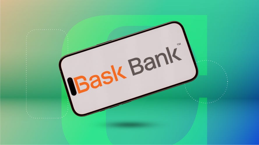 Bask Bank logo on phone