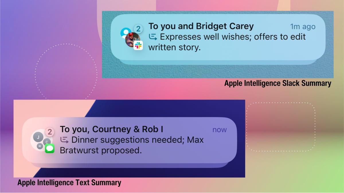 Two screenshots showing bundles of messages with a short sumary