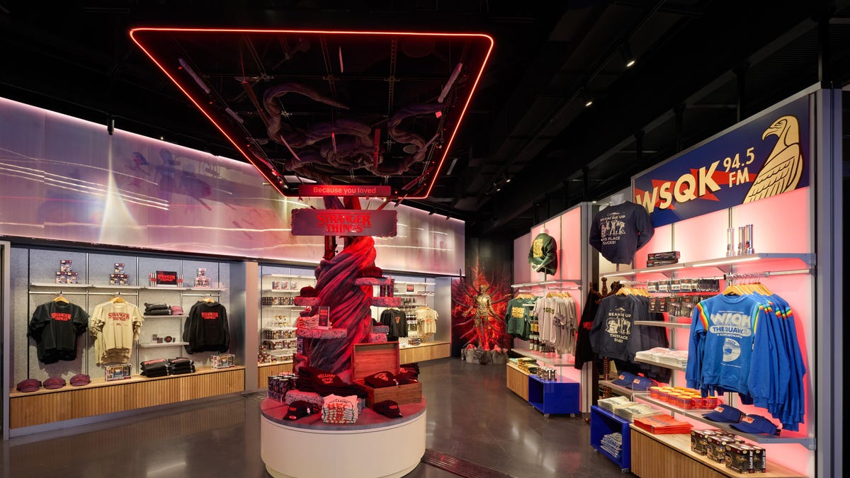 retail shop with stranger things merch at Netflix House Dallas