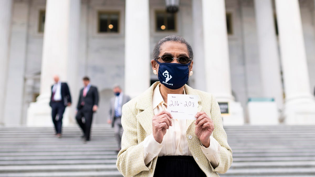 Eleanor Holmes Norton on the steps of the Capitol