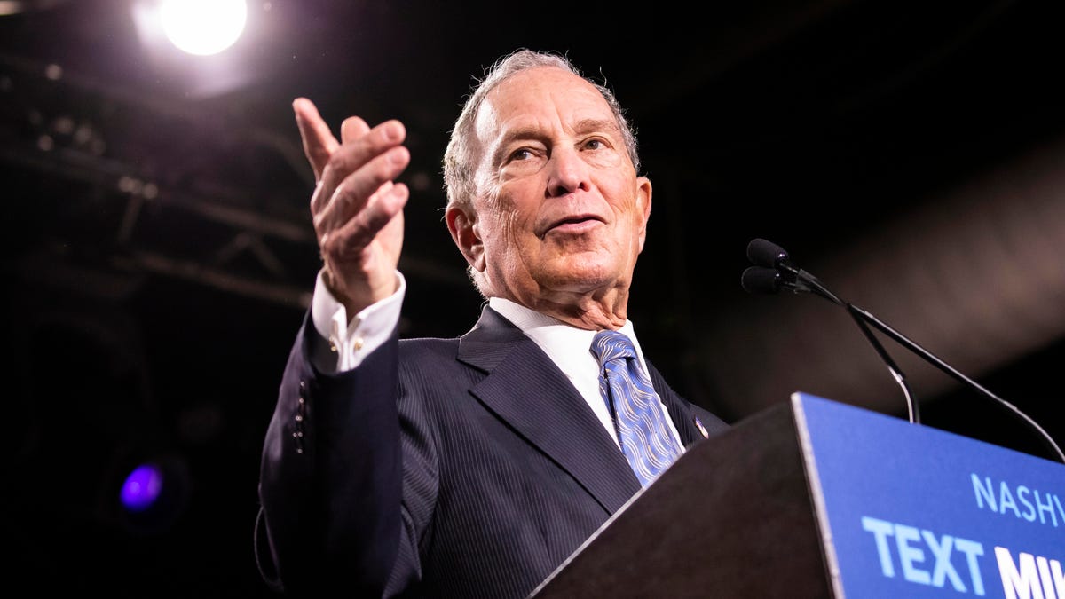 Mike Bloomberg delivers remarks during a campaign rally on Feb. 12, in Nashville.